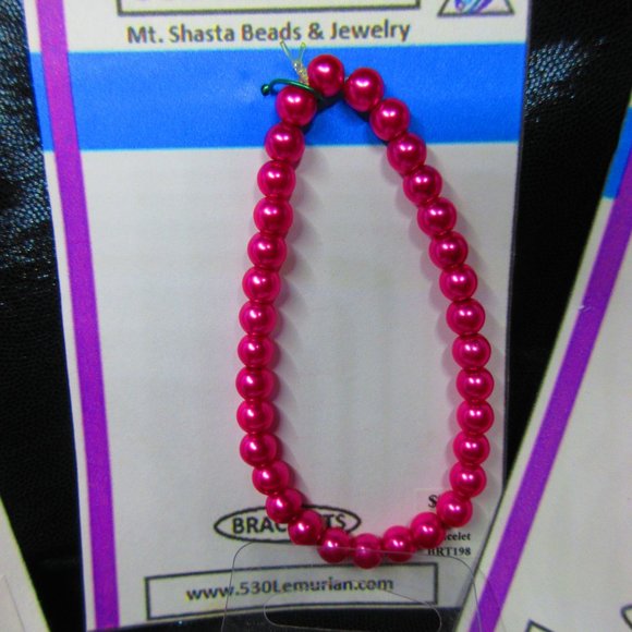 Pink Glass Pearl 7" Stretchy Bracelet Lot Of 4 Different Bracelets - Picture 3 of 5